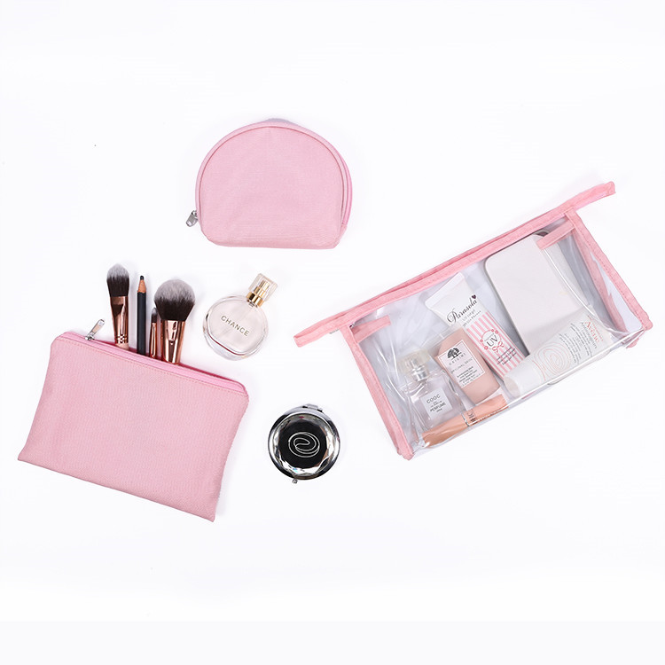 Wholesale promotional packaging lips skincare fancy transparent pvc new style custom clear cosmetic bags makeup