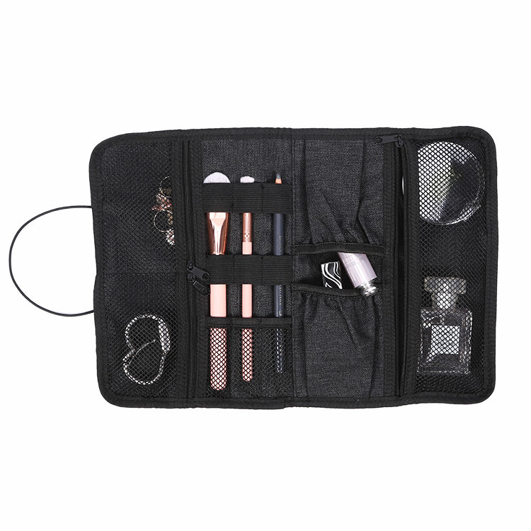 Custom roll up jewelry makeup cosmetic kit tool wall beautiful hanging bag storage organizer bag