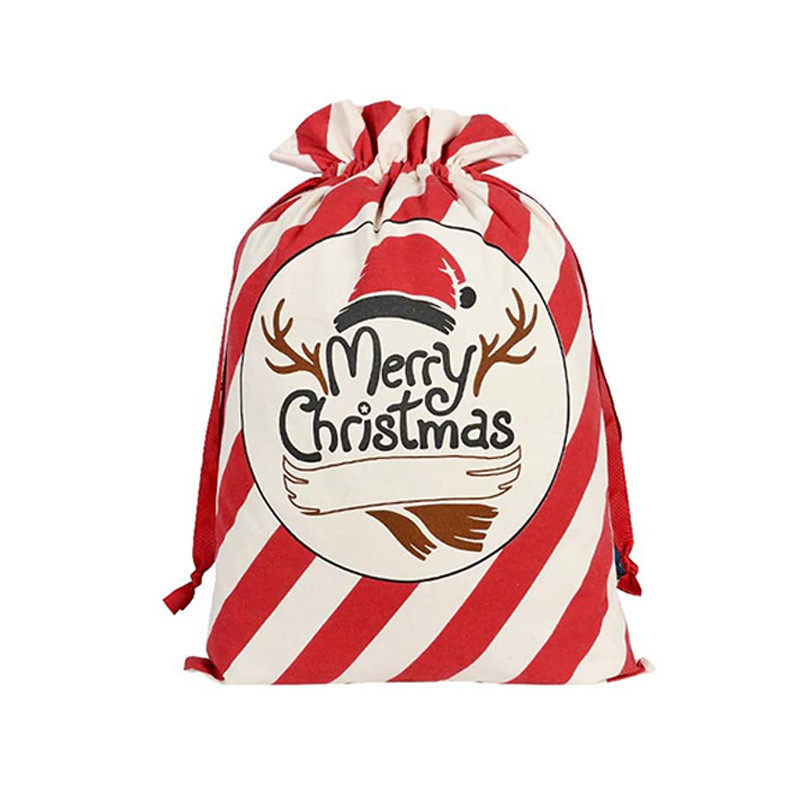 Eco Friendly Gingham Cotton Fabric Pretty Christmas Drawstring Candy Gift Storage Bag