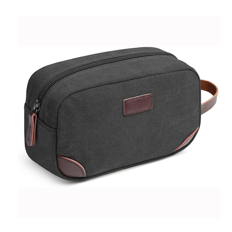 Men'S Outdoor Vintage Canvas Pu Leather Cosmetic Storage Traveling Bag