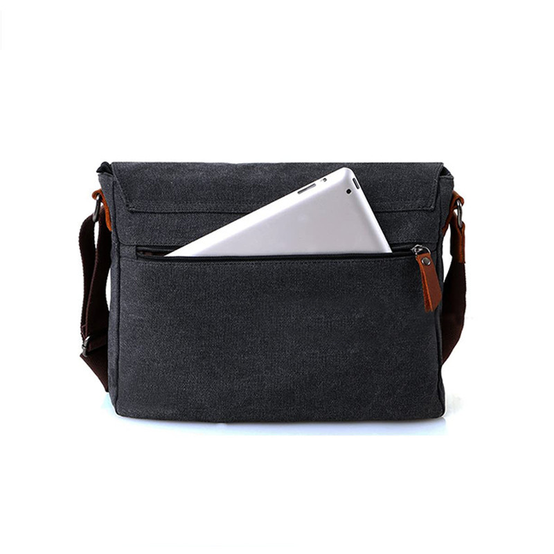Custom inch vintage compartment male laptop blank canvas messenger bag shoulder
