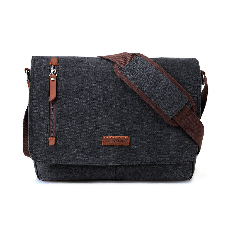 Custom inch vintage compartment male laptop blank canvas messenger bag shoulder