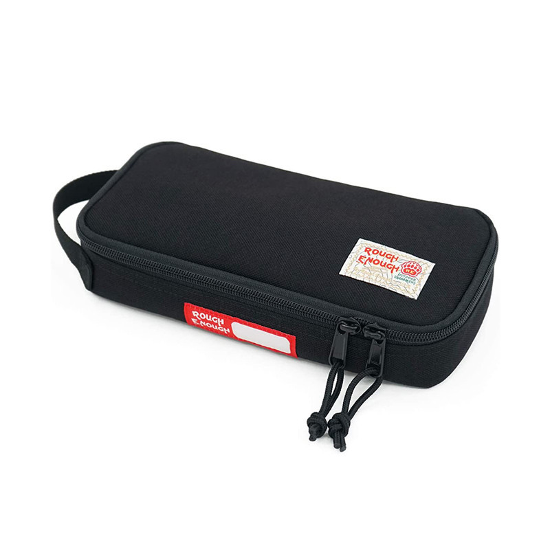 Custom Black Polyester Zippered Storage Bag Travel Cable Organizer Bag with Handle