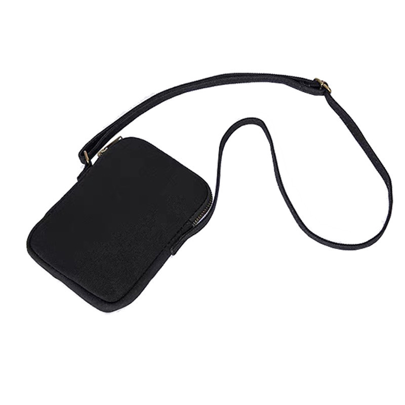 Custom canvas shoulder shopping bag phone card zipper bag inside pocket