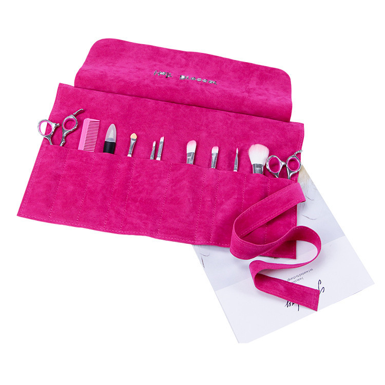 Custom Pink Salon Hairdresser Tool Bag Velvet Roll Tool Bag