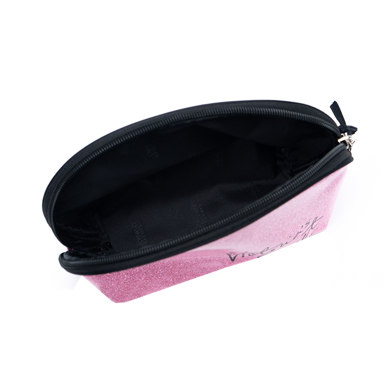 Custom pink PU leather makeup bag zipper coin cosmetic pouch