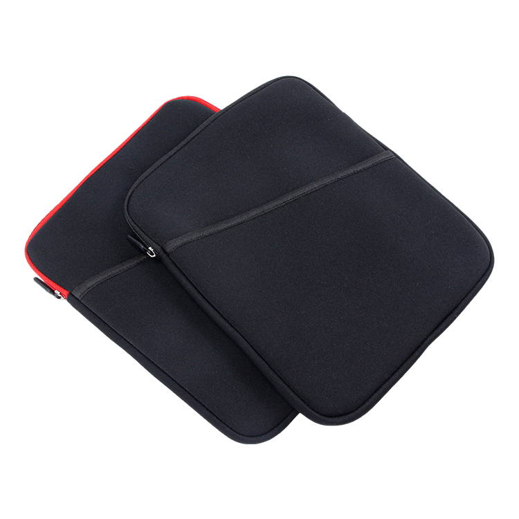 Custom black zipper neoprene tablet bag with pockets