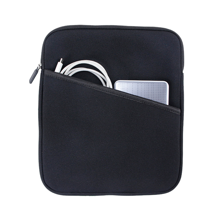 Custom black zipper neoprene tablet bag with pockets