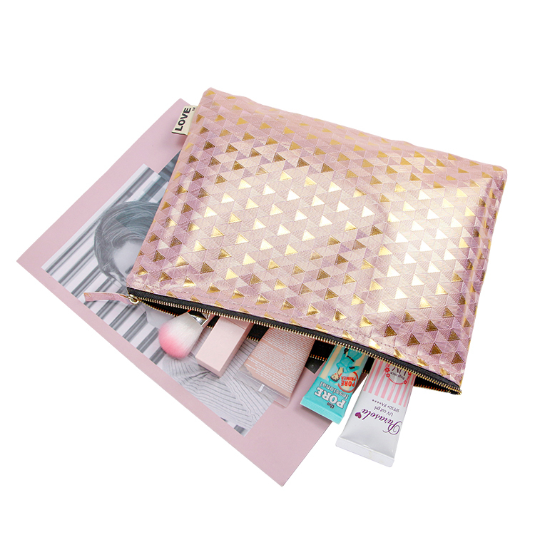 Wholesale litchi pattern pu zipper bag packing cosmetic brush makeup tools bag