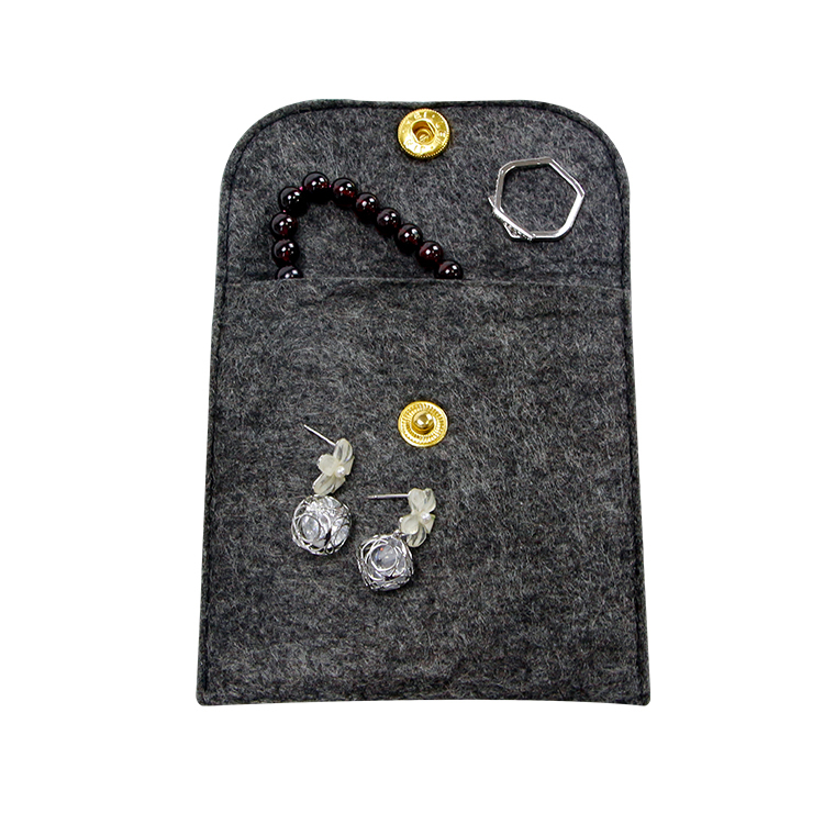 Custom logo felt sleeve pouch bracelet rings jewelry bag