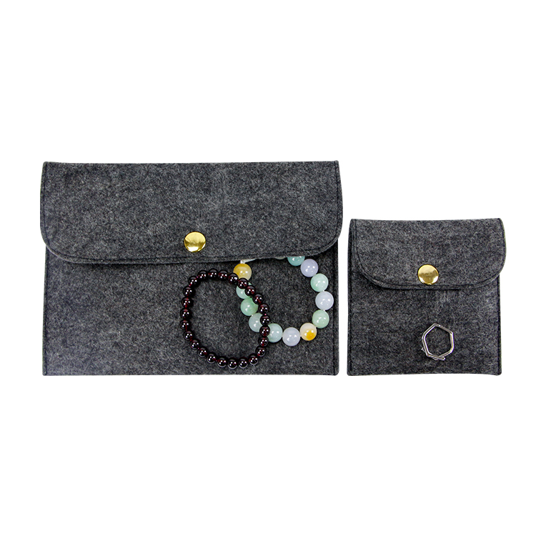 Custom logo felt sleeve pouch bracelet rings jewelry bag