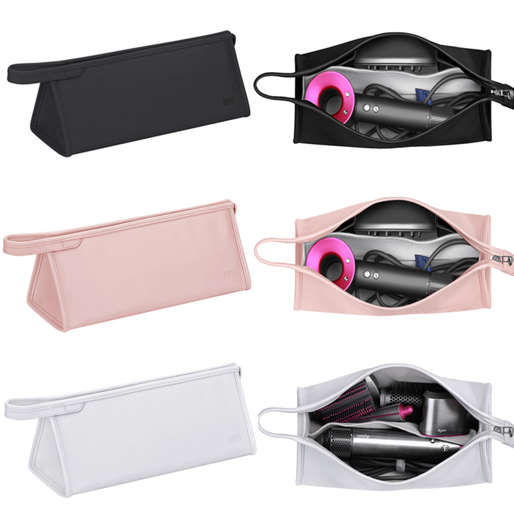 Custom PU leather portable hair dryer carrying bag accessories protection organizer zipper bag