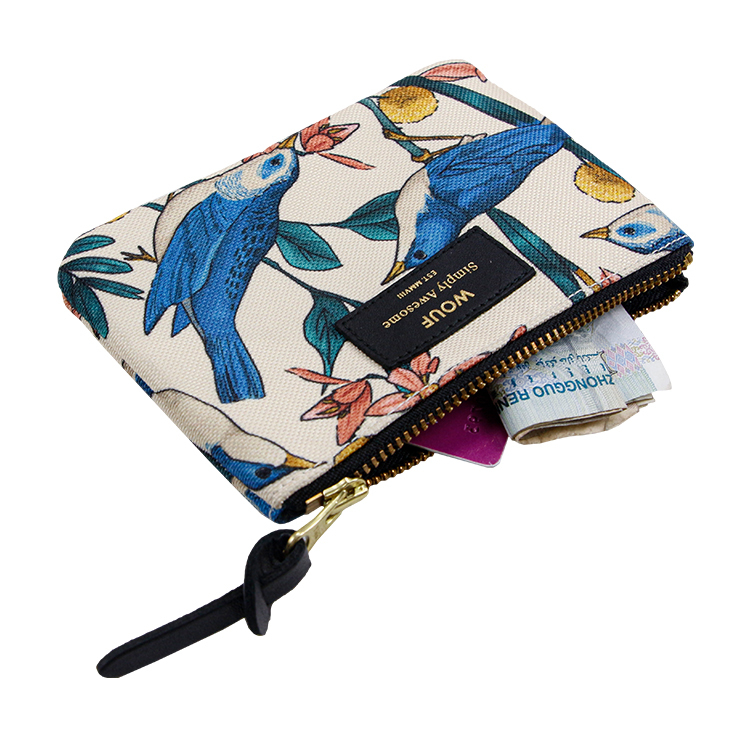 Custom digital printing small coin purse polyester zipper pouch