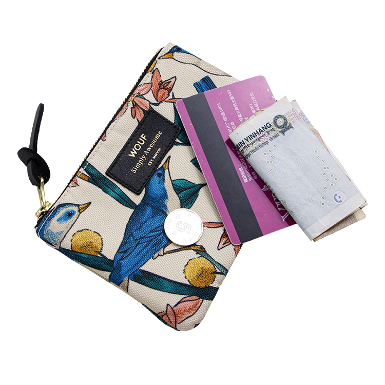 Custom digital printing small coin purse polyester zipper pouch