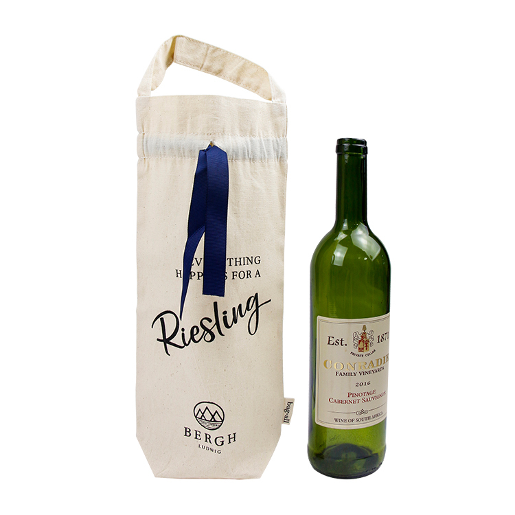 Custom gift wine bag cotton drawstring bag with handle