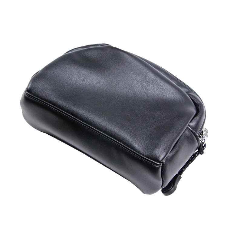 Black PU leather pouch zipper bag