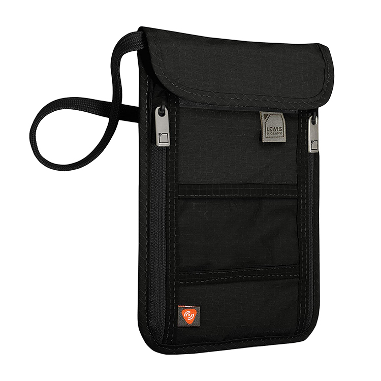 Custom nylon passport bag zipper pockets packing cards coin phone bag
