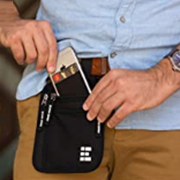 Custom black nylon coin zipper bag packing passport pouch