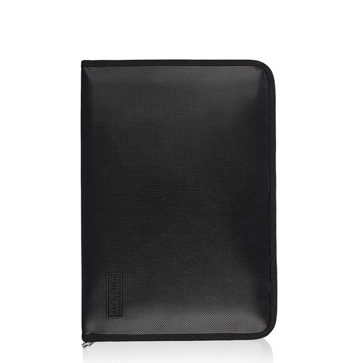 Custom black fireproof document bag file zipper bag