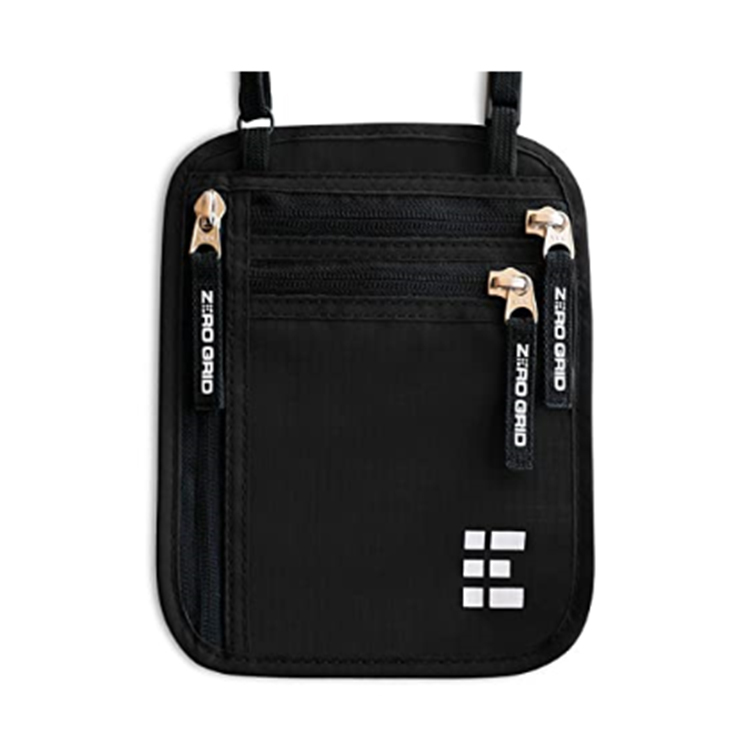 Custom black nylon zipper pouch cash bag