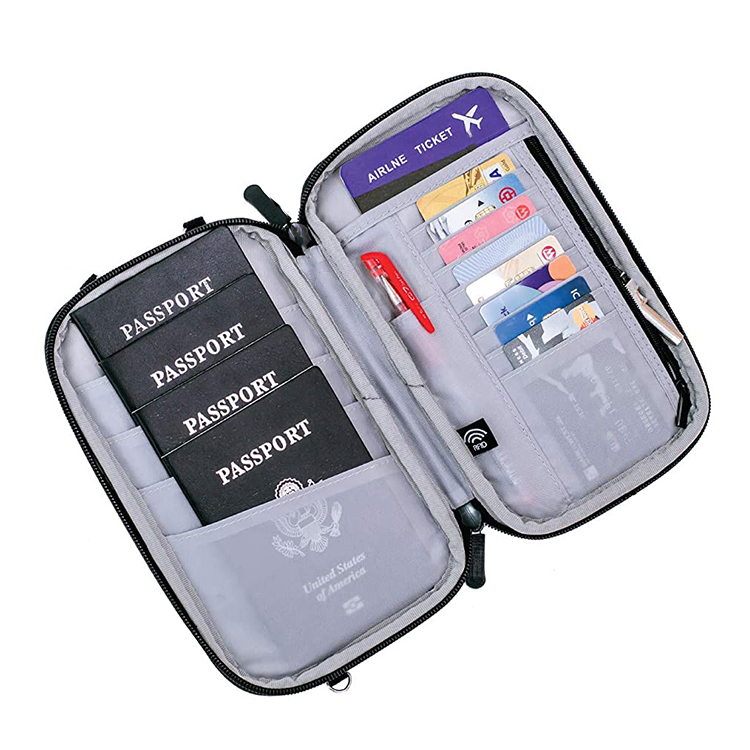 Custom travel cash passport zipper bag holding cash bag